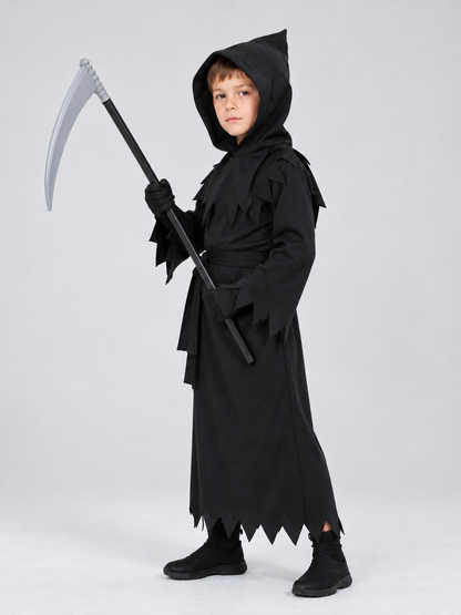 Grim Reaper Cosplay Costume with Hood and Scythe