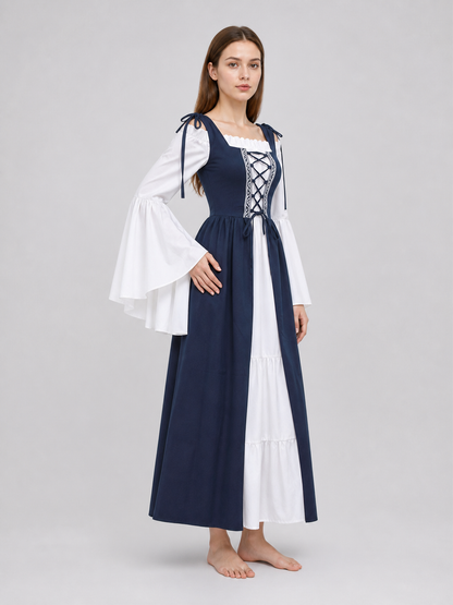 Medieval-Style Dress with Square Neckline