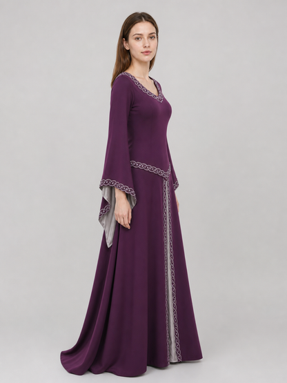 Long fantasy-style dress with bell sleeves