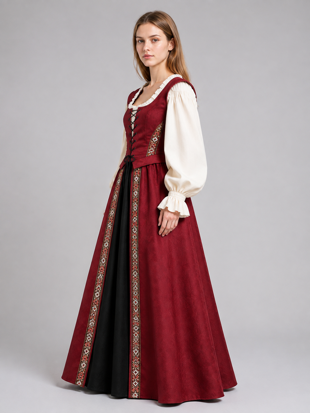 Medieval Dress with Front Lacing side view