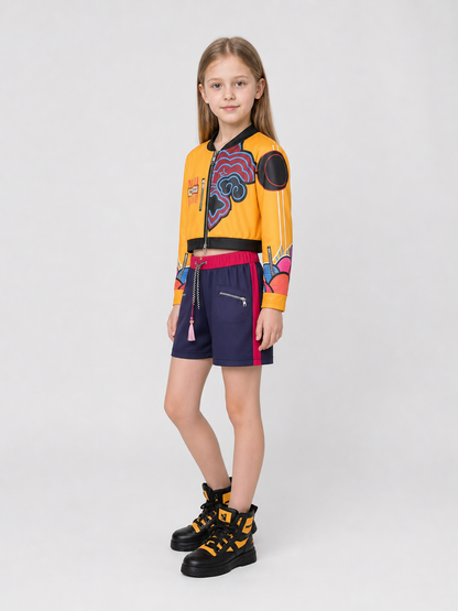 Superhero-Style Cosplay Costume: Jacket and Shorts side view