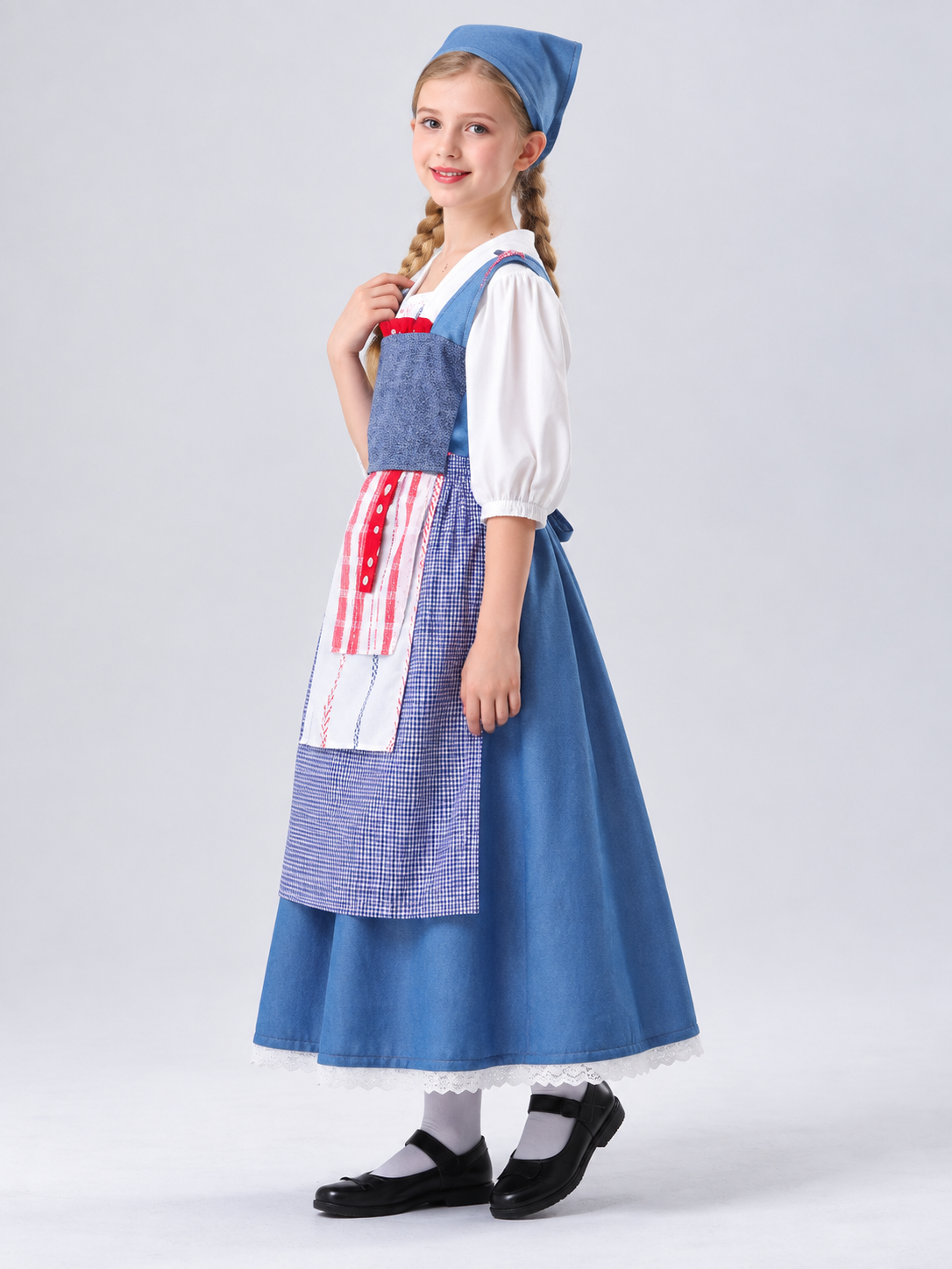 Kids' Maid Costume with Apron and Headscarf
