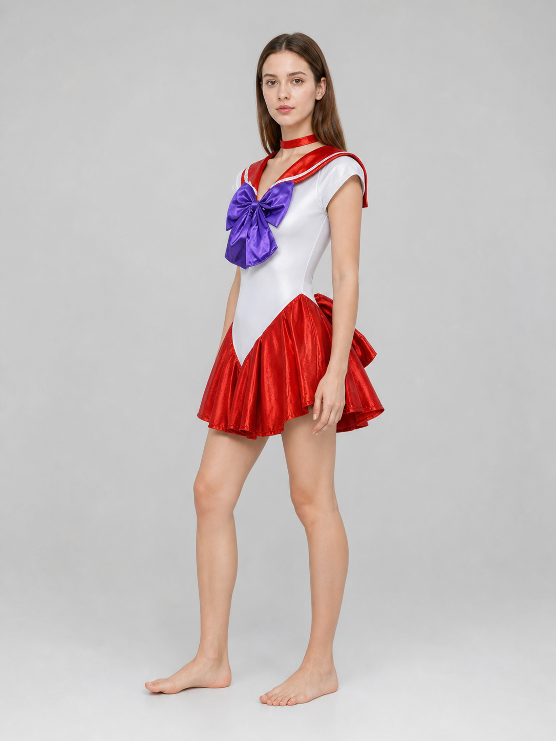 Sailor-style cosplay dress with a full skirt