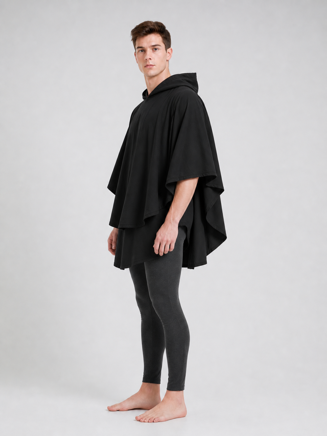 Women's Gothic Hooded Cape Cloak for Halloween Cosplay, Black Flowing Draped