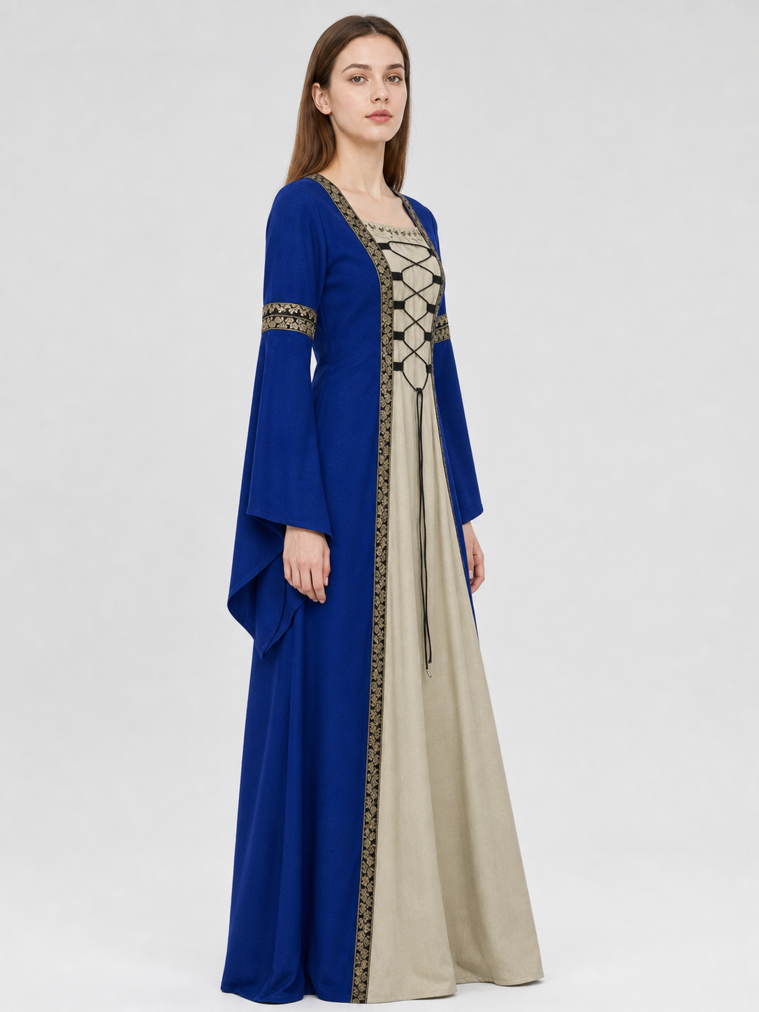 Long Medieval-Style Lace-Up Dress