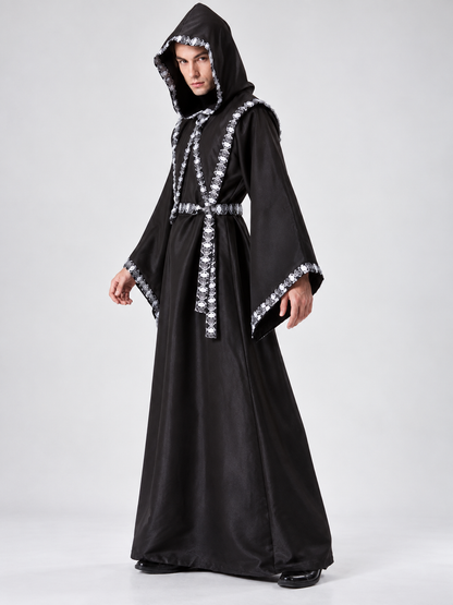 Vampire Costume: Black with Hood and Belt