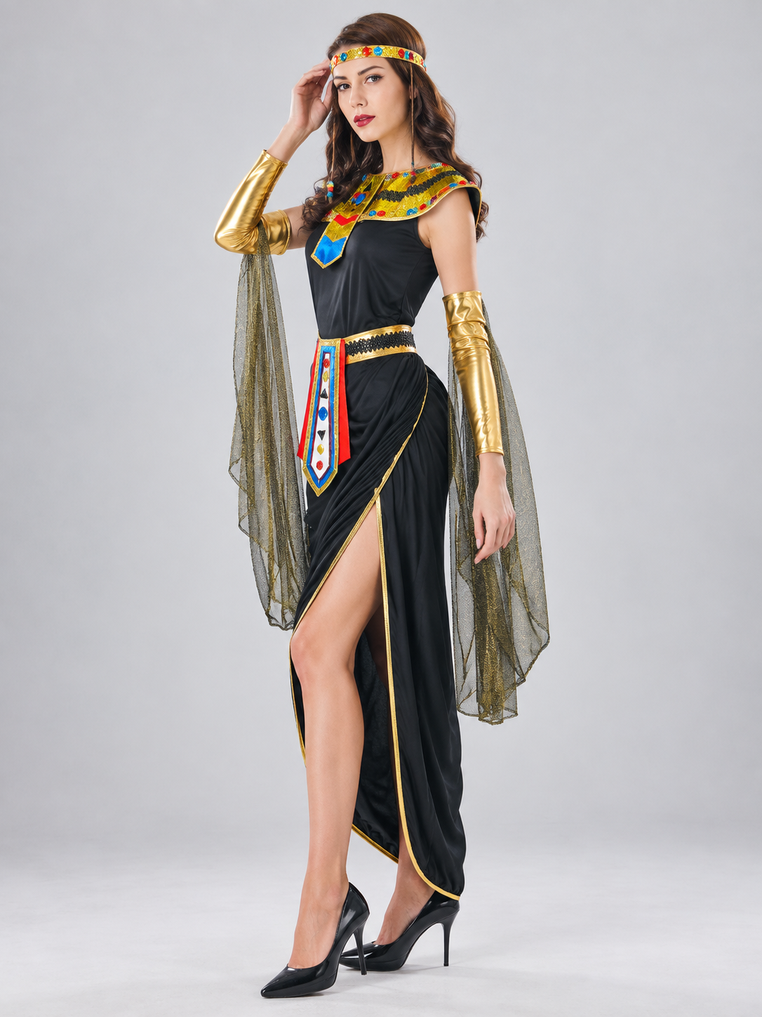 Egyptian Carnival Costume with Collar and Belt side view