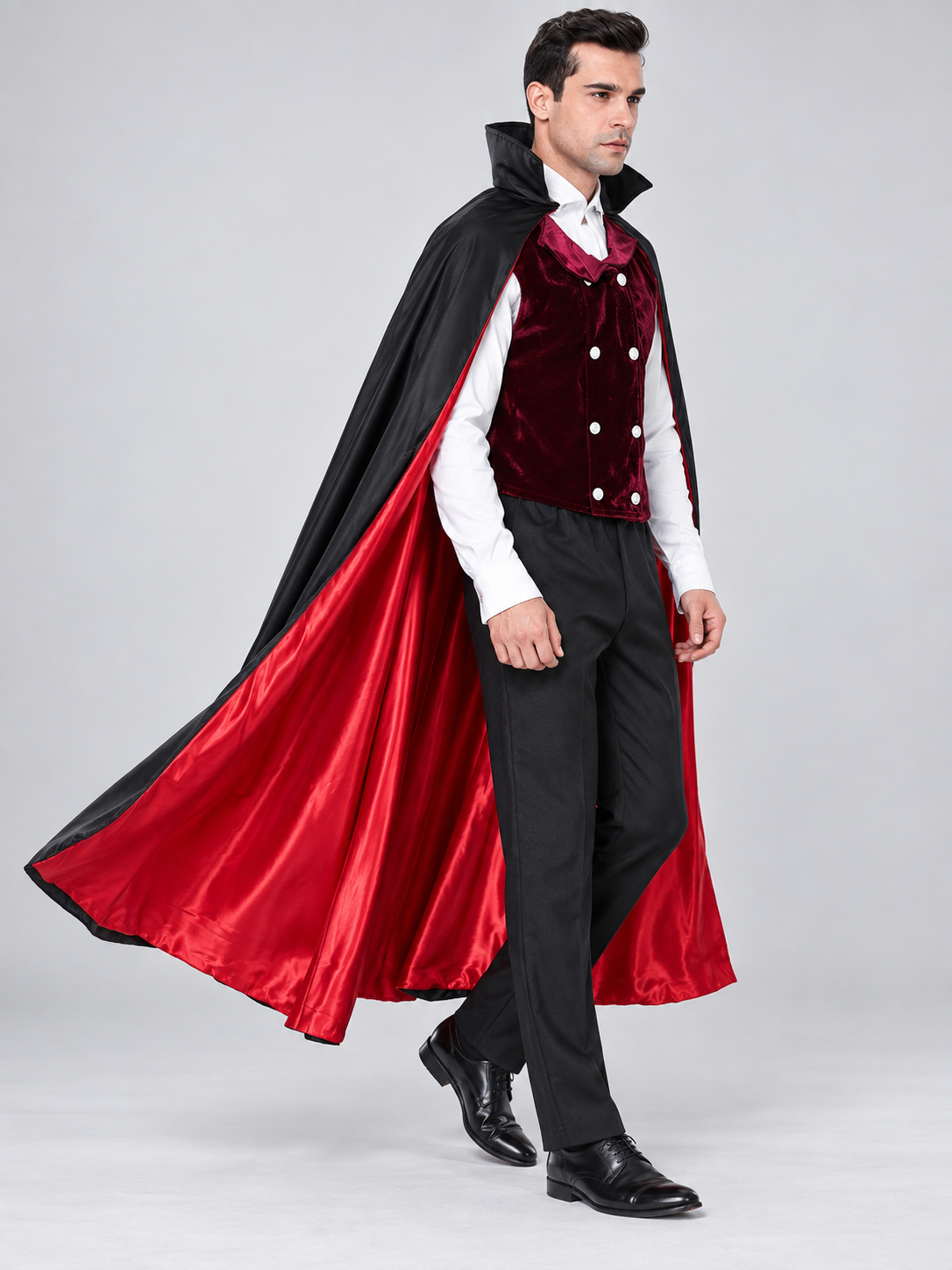 Adult vampire costume with cape and vest