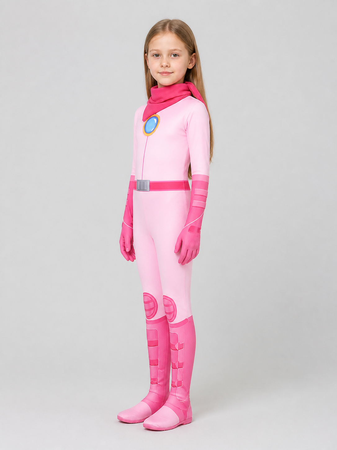 Princess Peach Super Mario Cosplay Costume, Jumpsuit side view