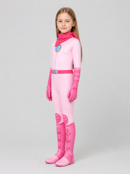 Princess Peach Super Mario Cosplay Costume, Jumpsuit side view