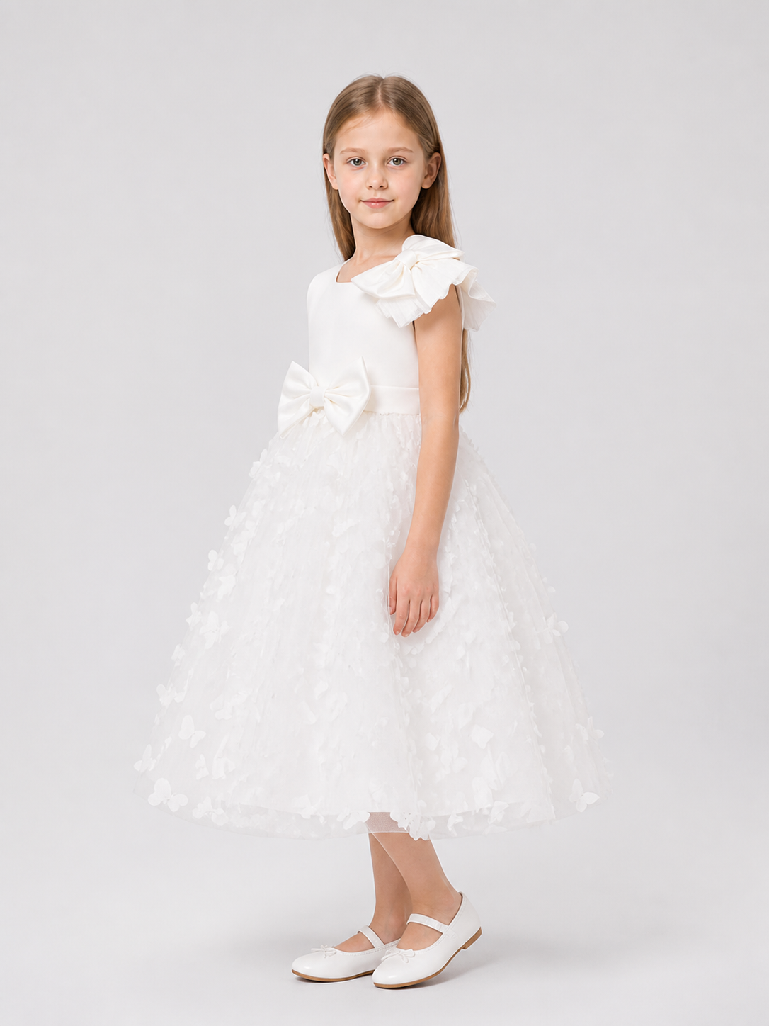 Full Princess Dress with Tulle Bows side view