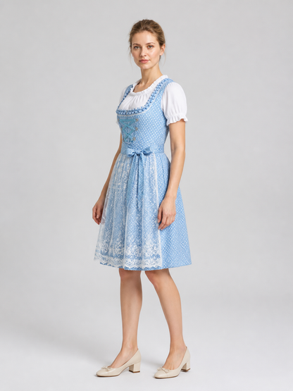 Short-Sleeve Dress, Light Blue with Pattern side view