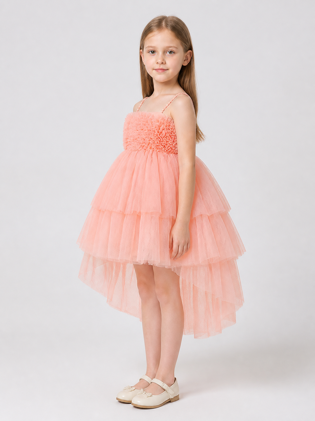 European Tutu Dress with Train for Performances side view