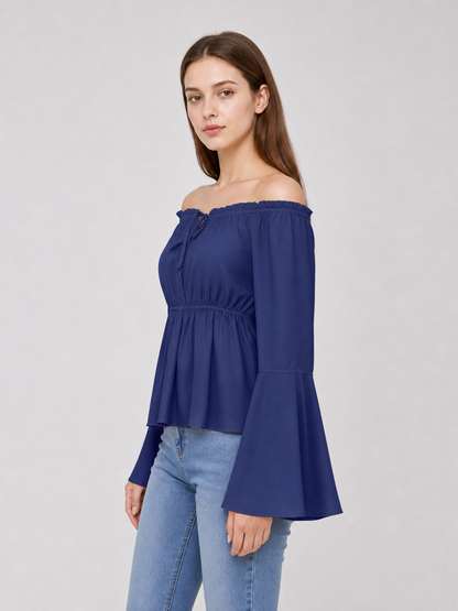 Off-the-Shoulder Long-Sleeve Blouse