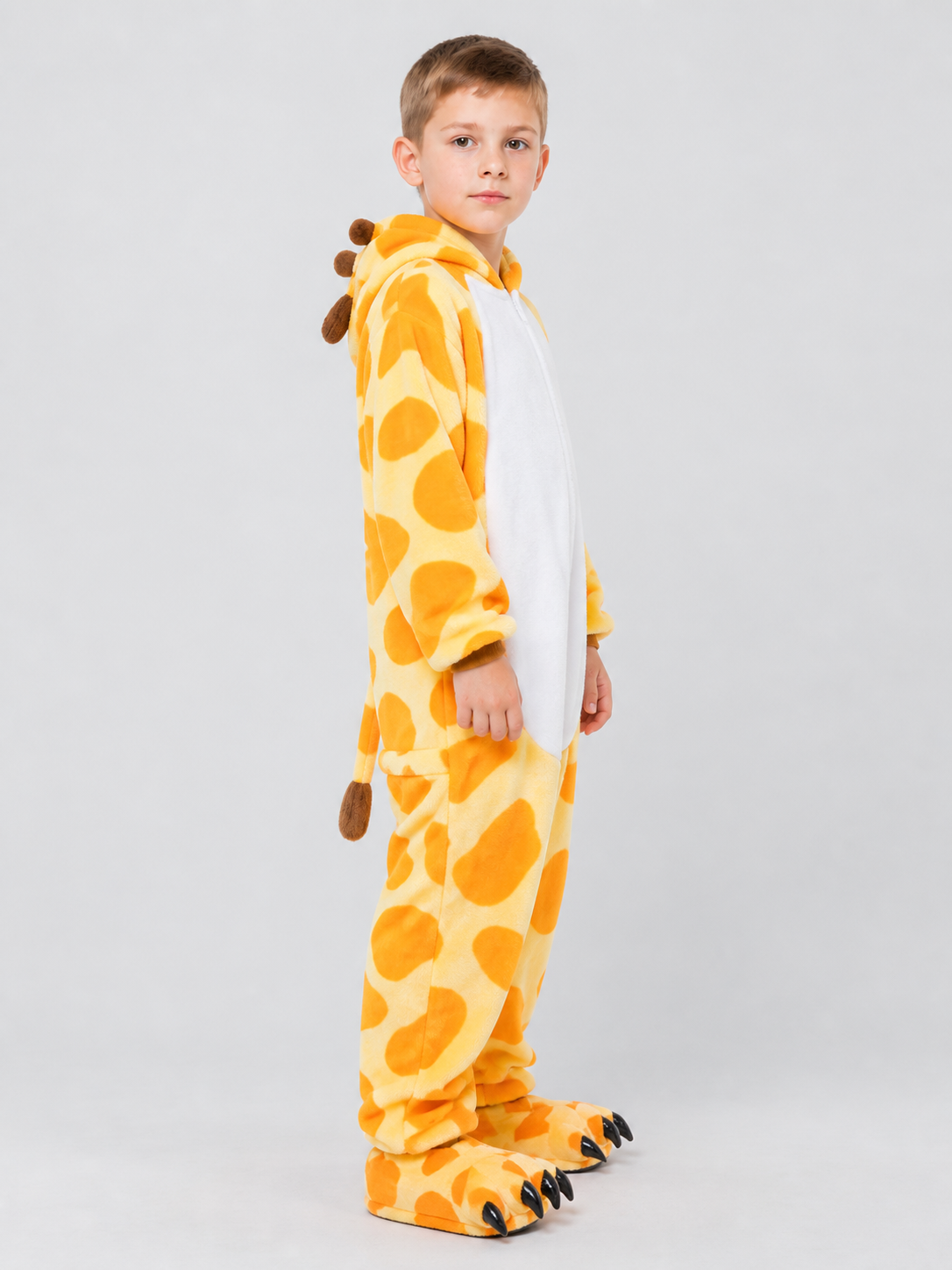 Kids' Hooded Giraffe Print Pajama Bodysuit