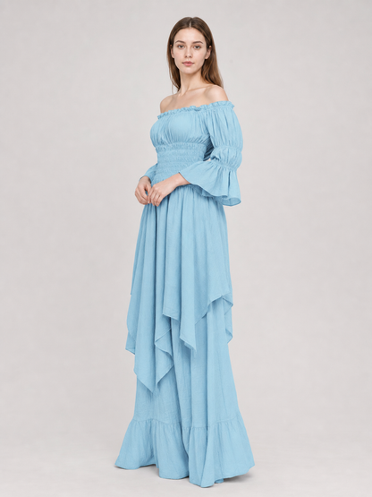 Off-the-Shoulder Dress with Long Sleeves