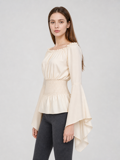 Off-the-Shoulder Blouse with Bell Sleeves