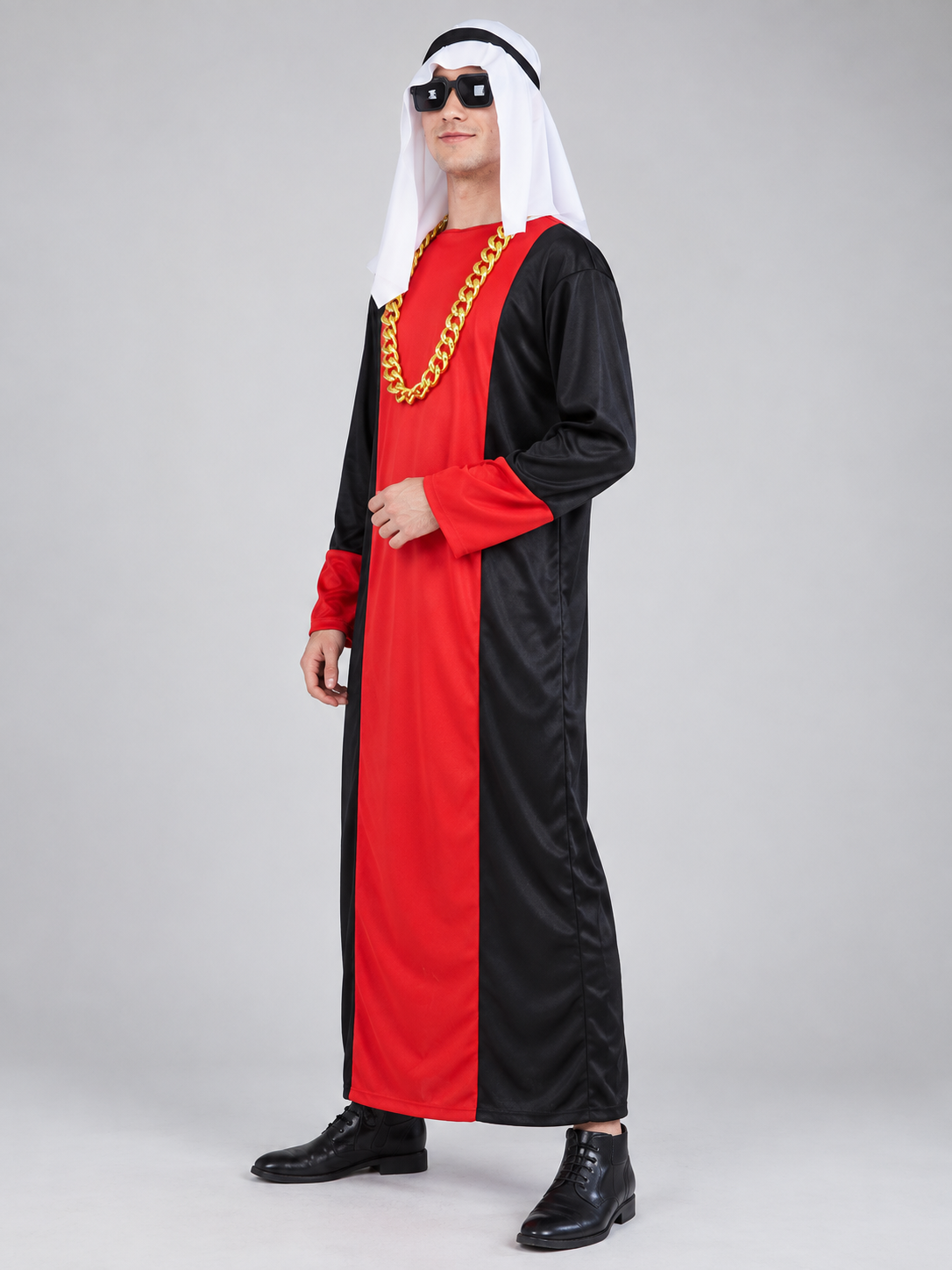 Carnival costume with headpiece, glasses, and chain