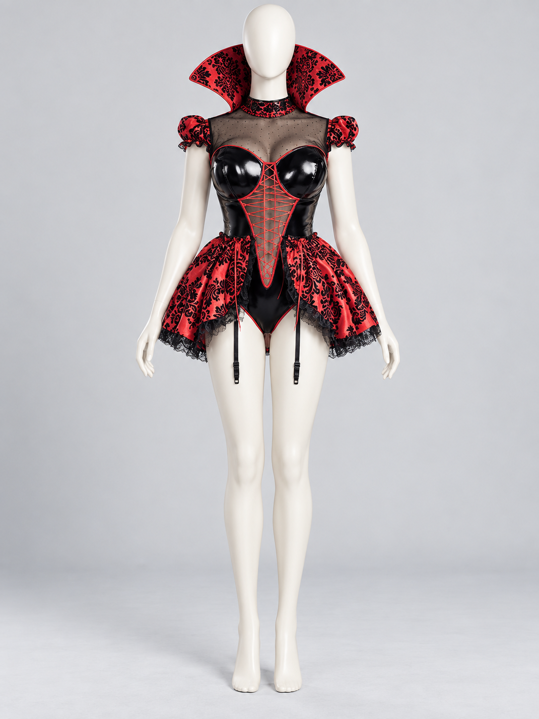Gothic Carnival Costume with a Corset-Style Bodice side view