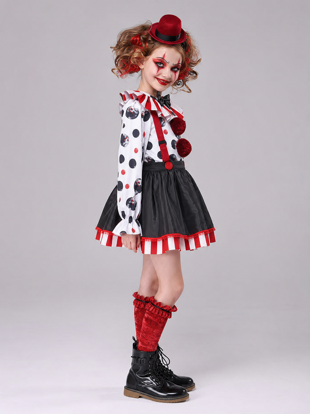Carnival Clown Costume with Full Skirt