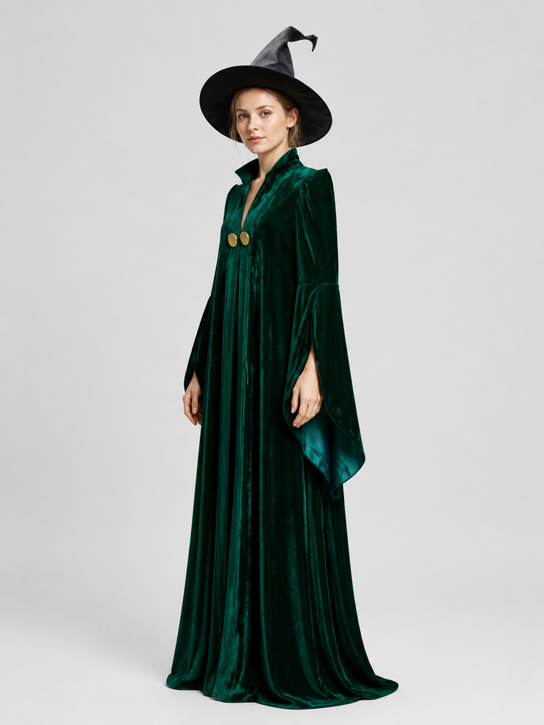 Minerva McGonagall Costume Robe and Hat for Halloween side view