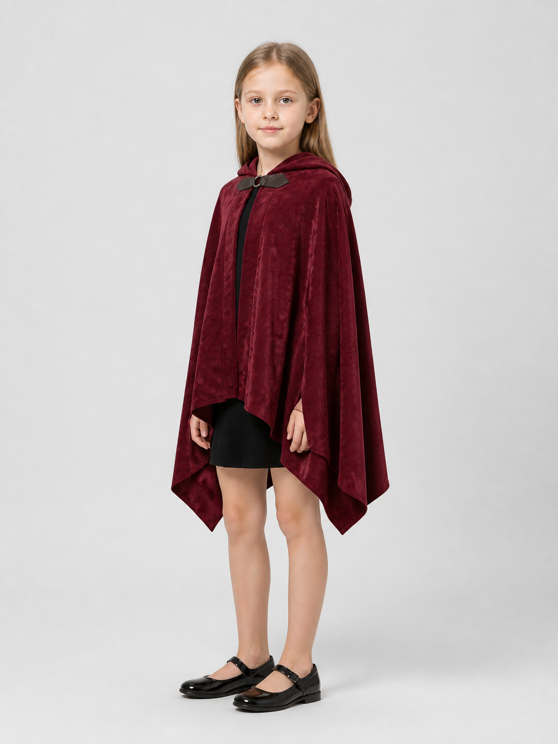 Elf Hooded Cloak with a Pointed Hem for Cosplay side view