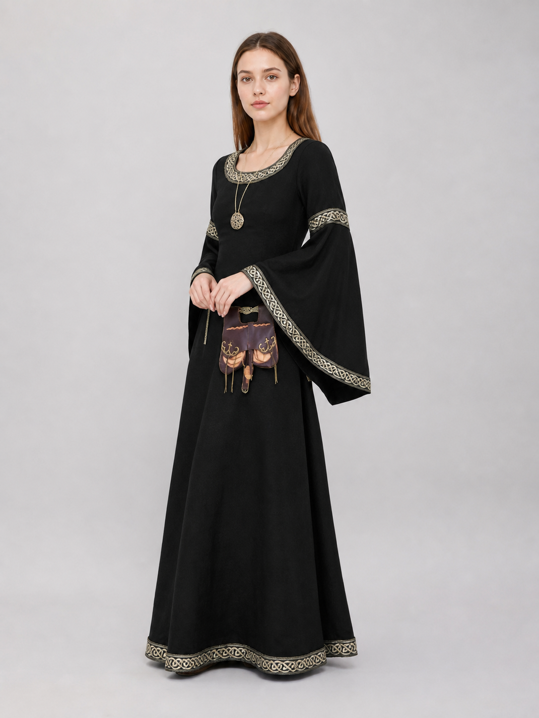Medieval Dress with Belt and Bell Sleeves