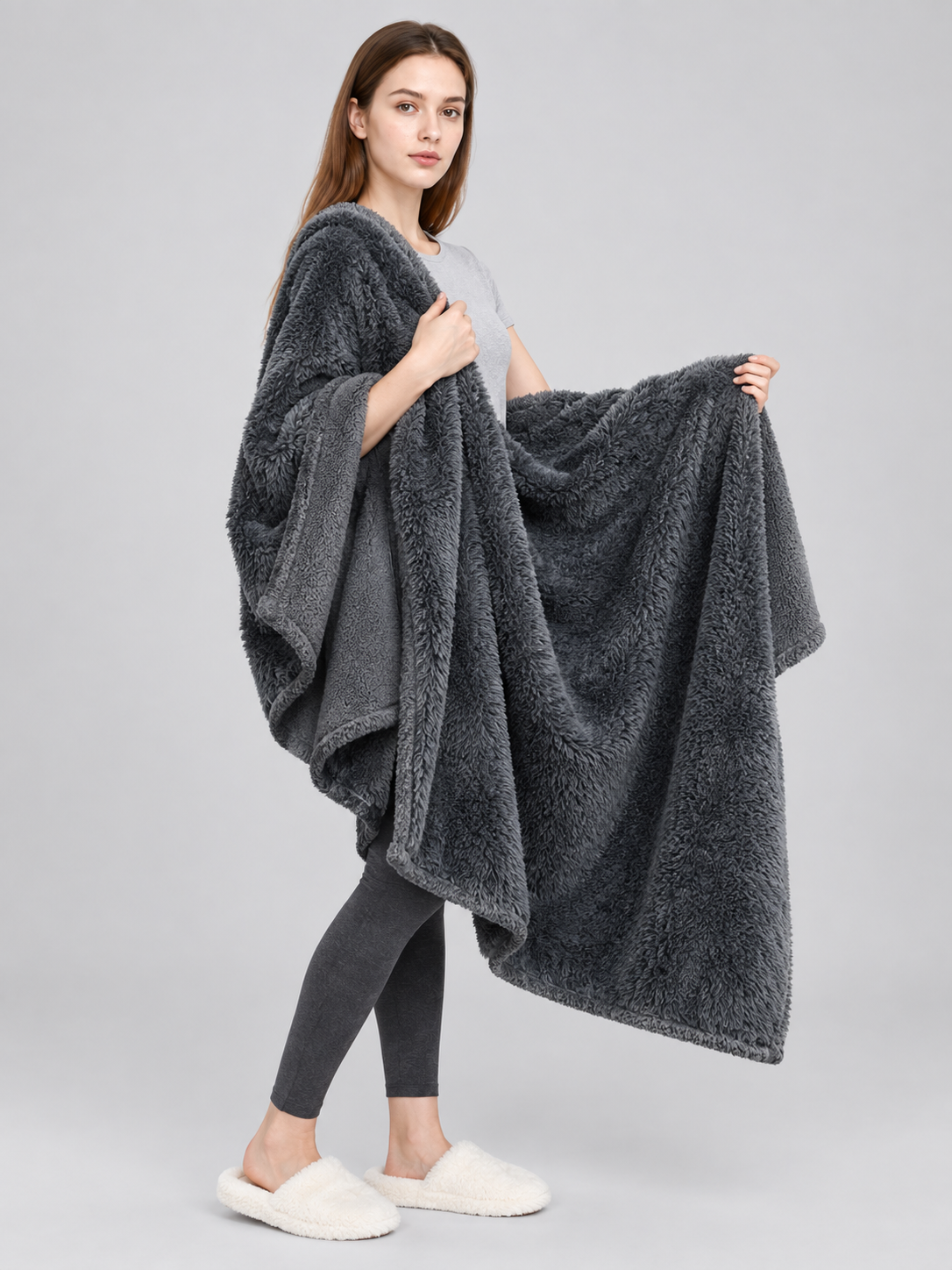 Reversible Pet Blanket, Dark Gray side view