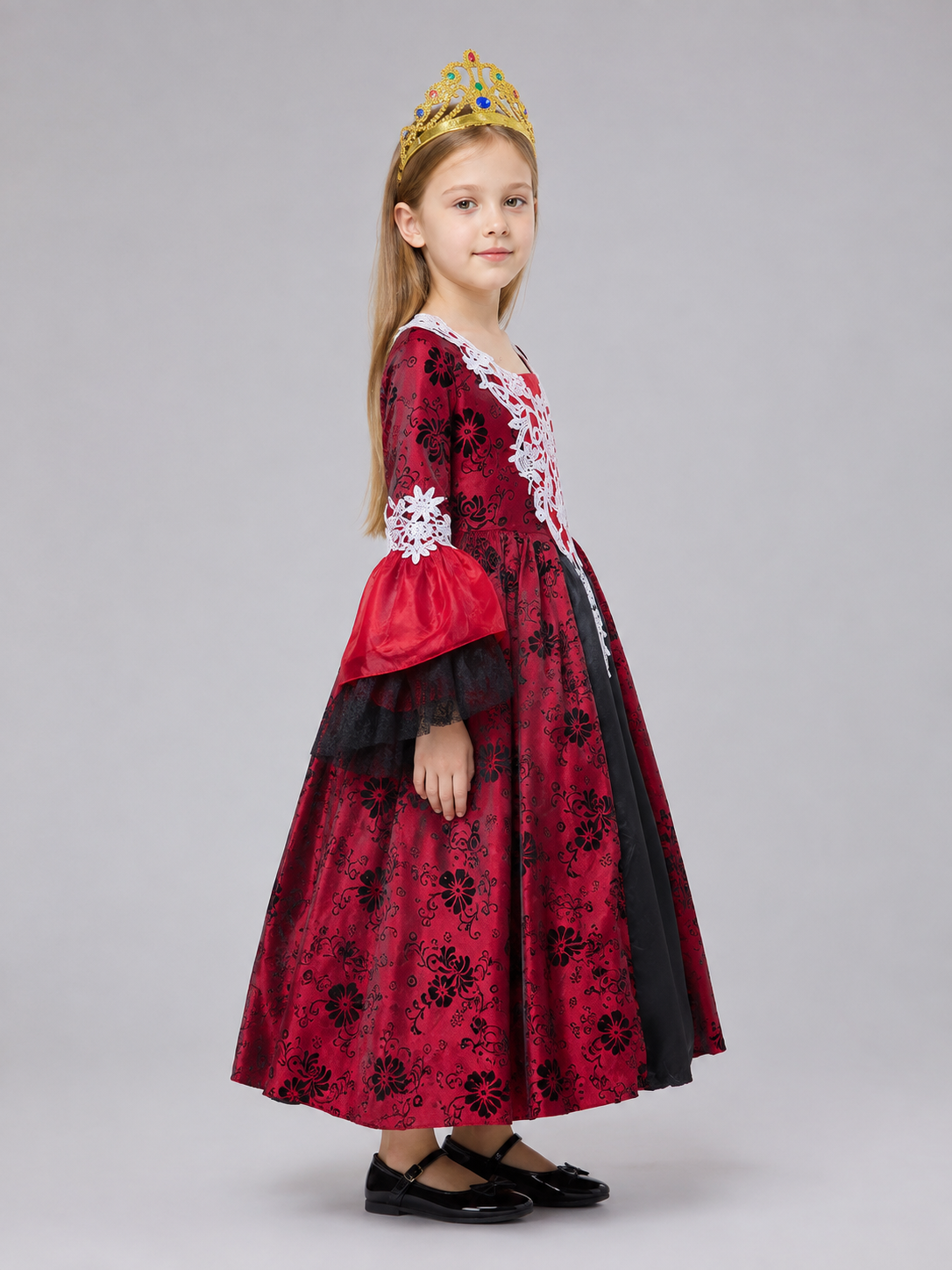 Carnival Costume with Crown and Full Skirt side view