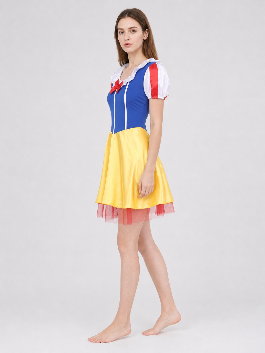 Snow White Cosplay Costume, Bow-Accent Dress side view