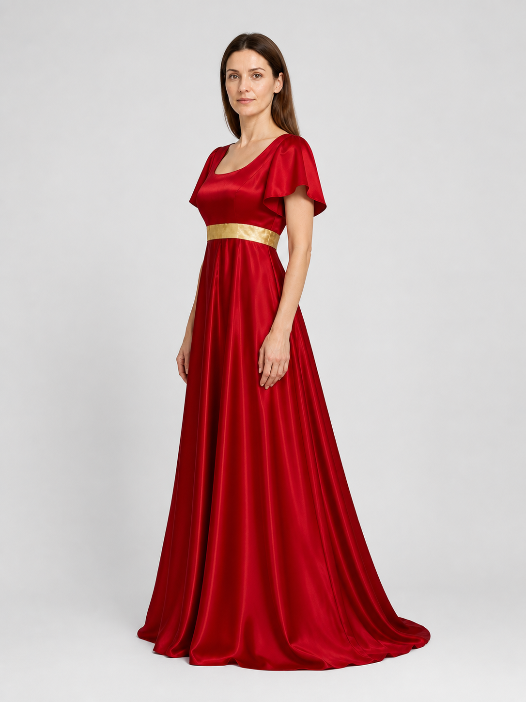 Bridgerton Cosplay Dress, Red, Long side view