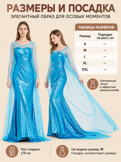 Floor-Length Sequin Costume Dress with Train side view