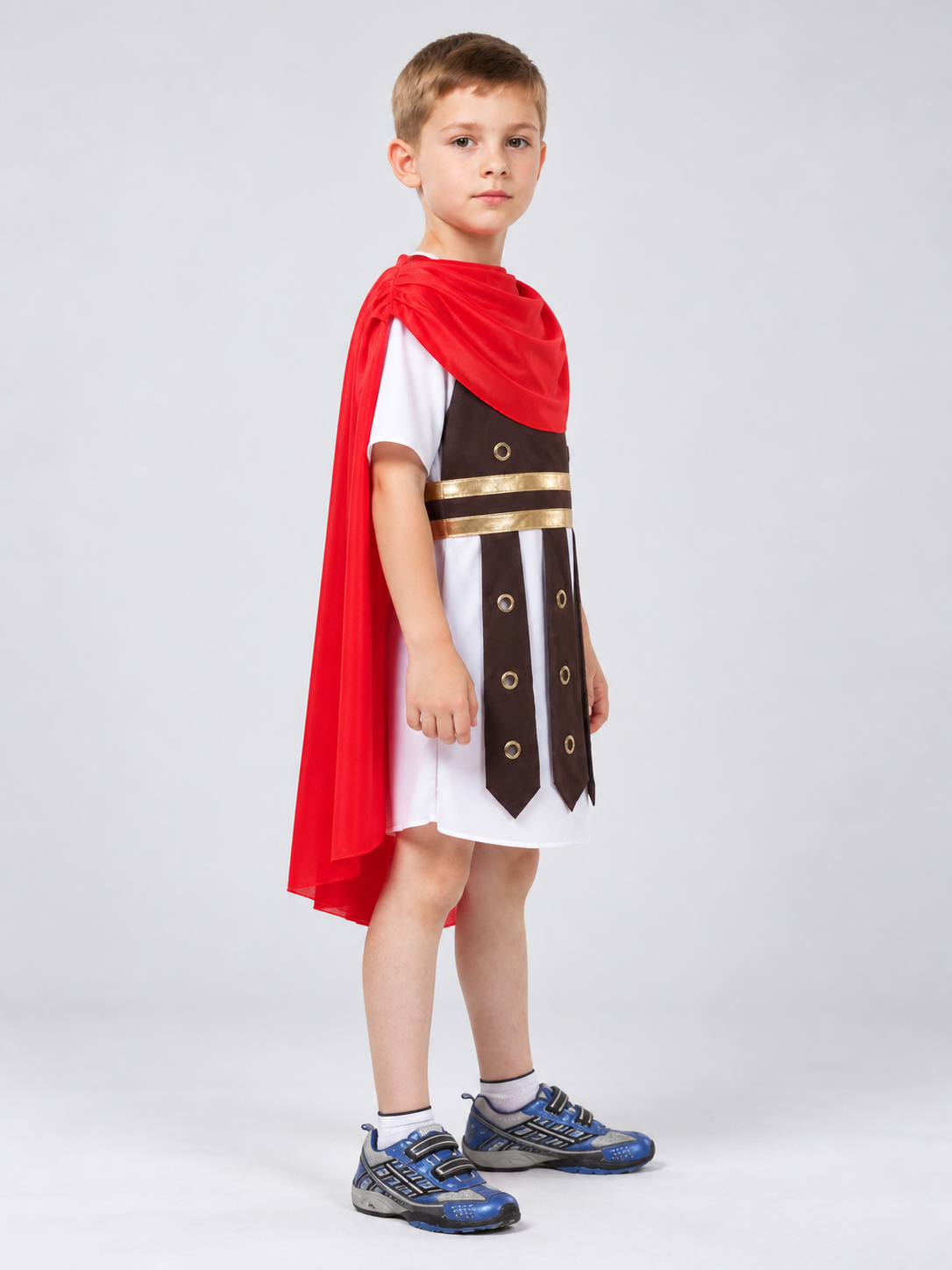 Kids' Warrior Carnival Costume with Red Cape