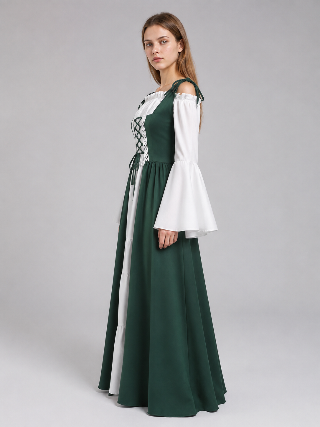 Long Medieval Dress with Lacing side view