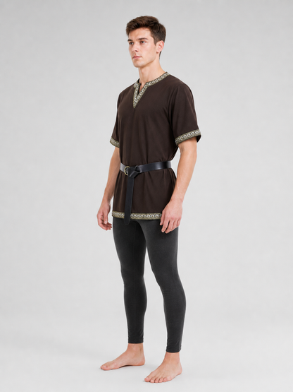 Medieval Tunic with V-Neck and Belt