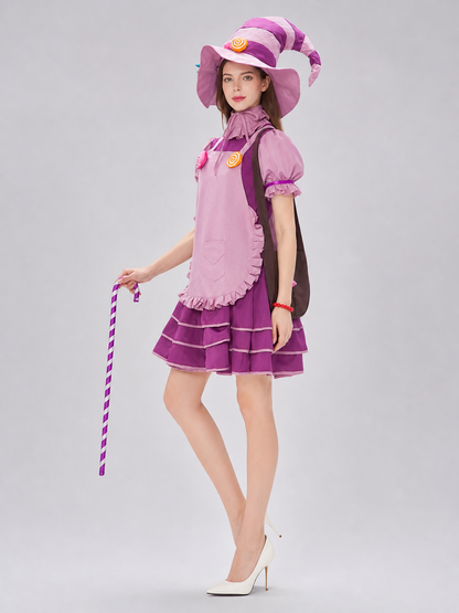 Witch Costume with Hat and Collar for Halloween side view