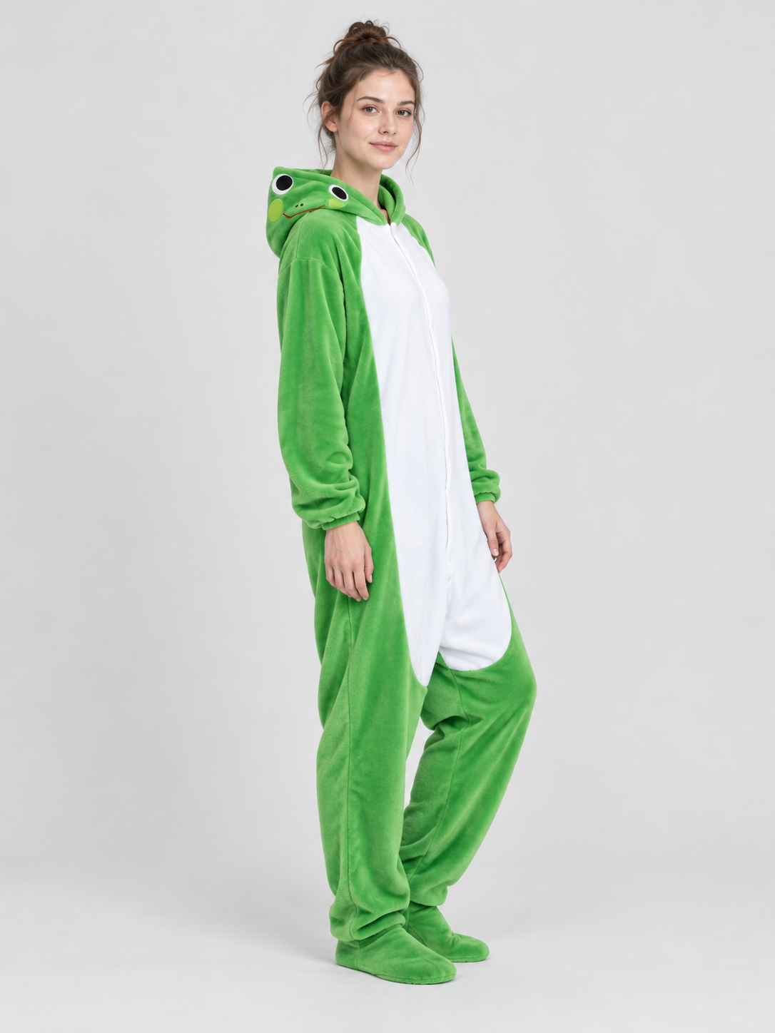 Green Pajama Jumpsuit with Frog Hood