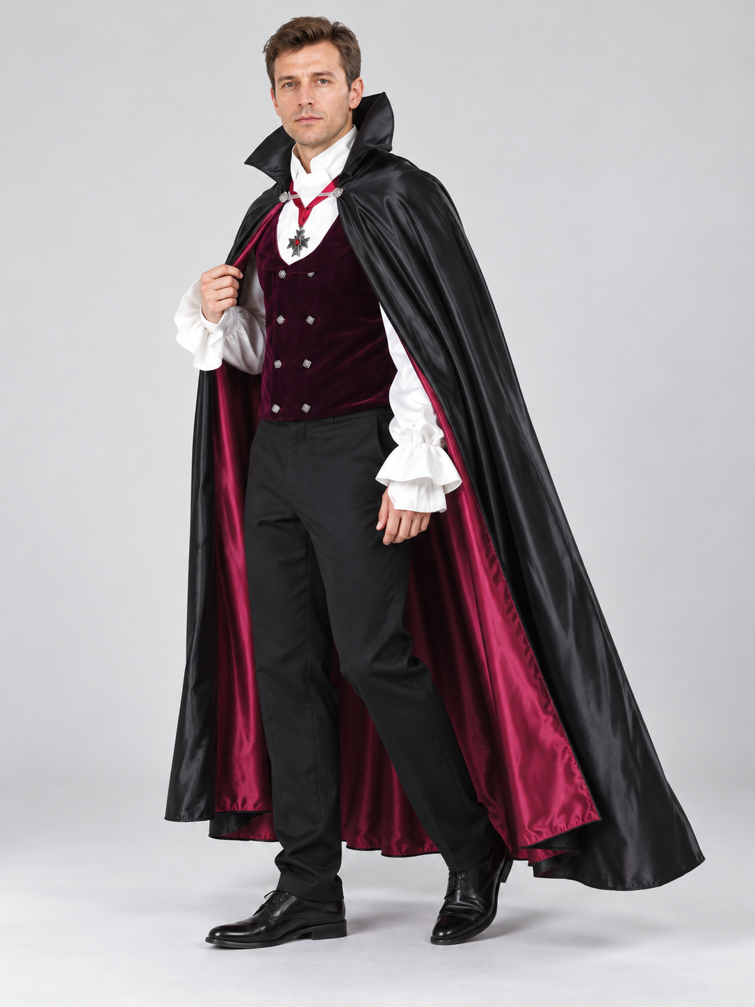 Vampire Halloween Costume with Cape and Vest