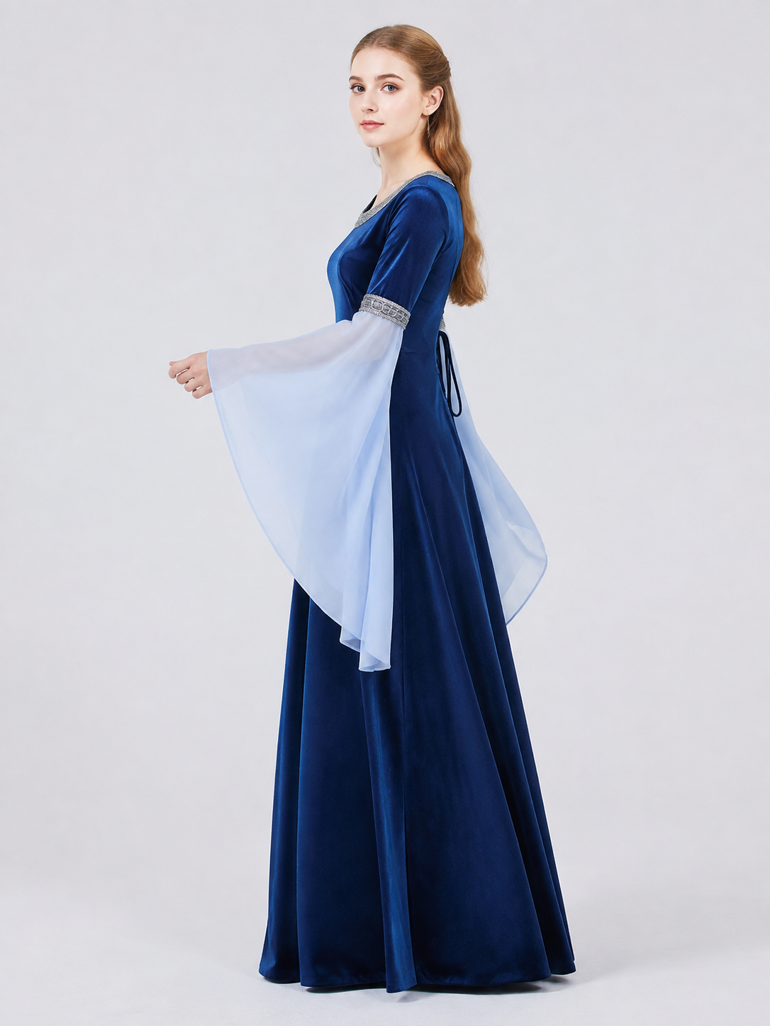 Medieval Dress with Wing Sleeves side view