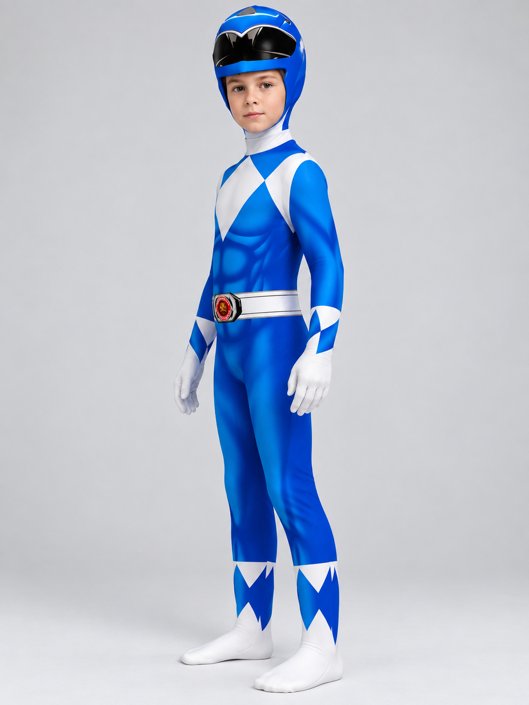 Blue Cosplay Costume Jumpsuit with Geometric Pattern