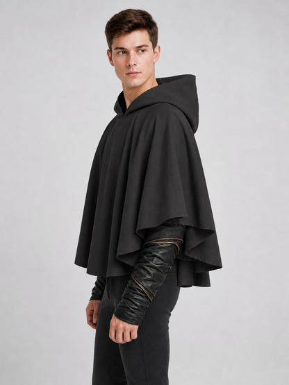 Dark Gray Hooded Poncho Cloak Costume product view 17