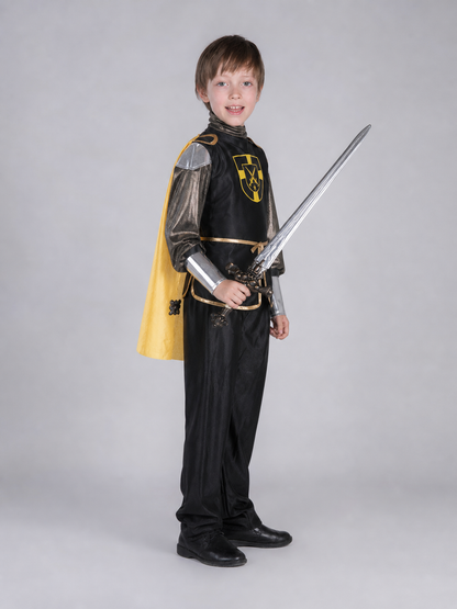 Children's knight costume with tunic, cape, and pants