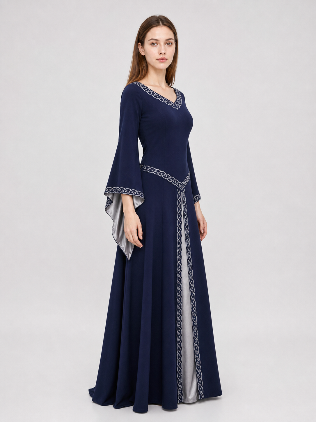 Long-Sleeve Medieval-Style Maxi Dress
