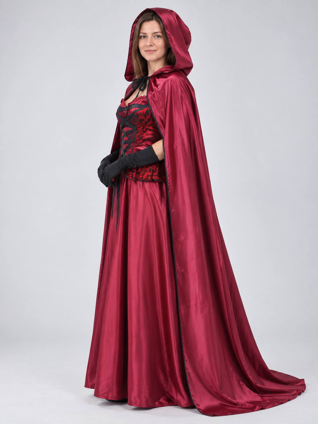 Carnival Costume with Long Cape and Corset Top