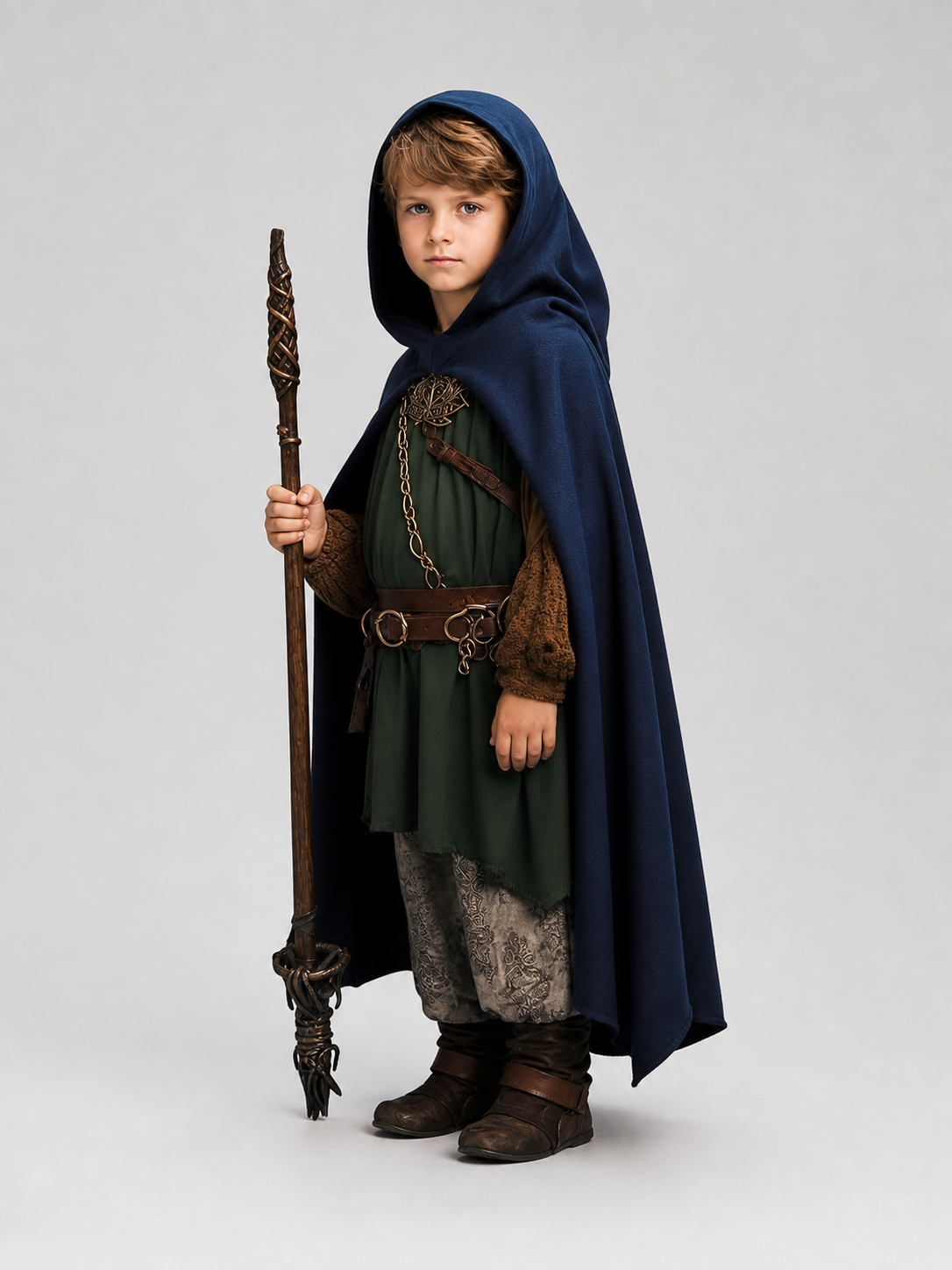 Dark Blue Hooded Costume Cloak