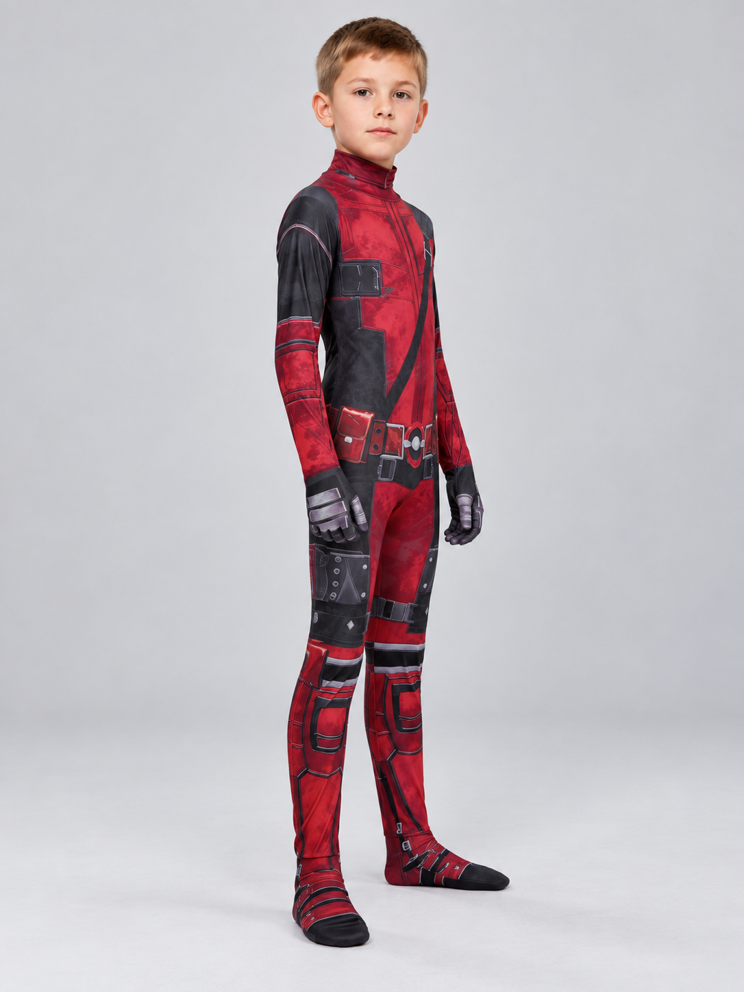Red and Black Cosplay Costume with Mask and Belt