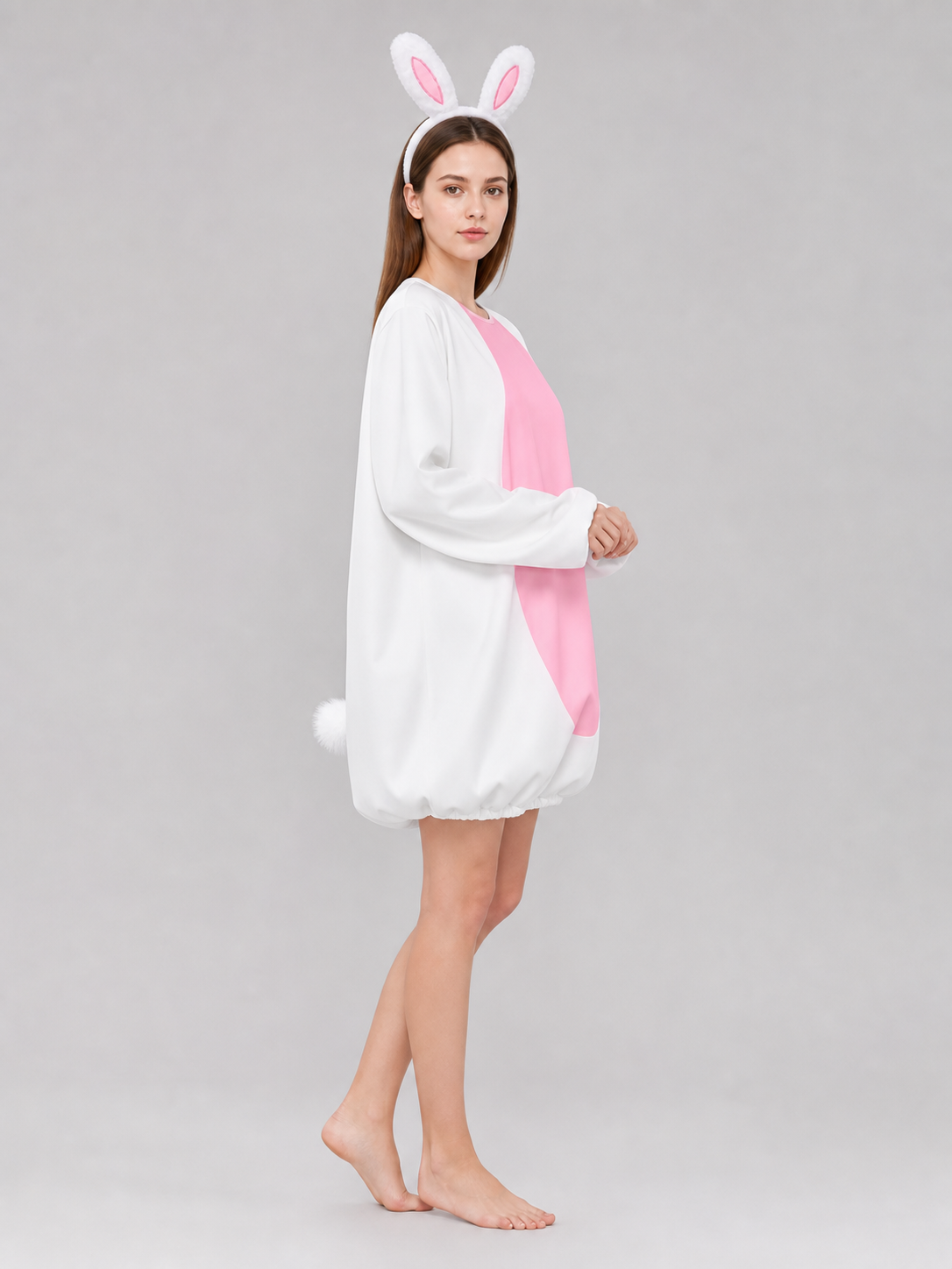 Rabbit Costume with Ears, Tail, and Pink Panel