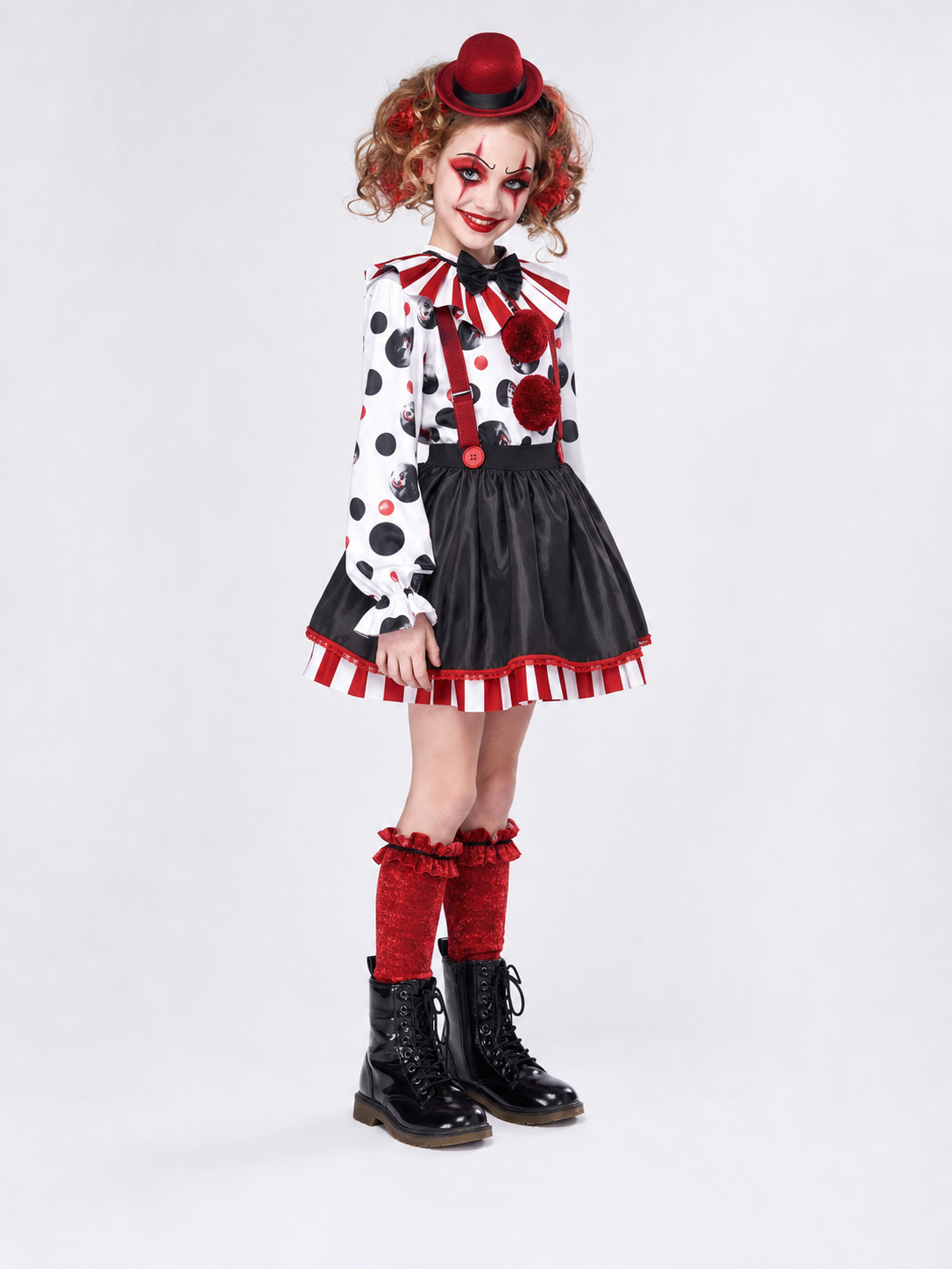 Clown Costume with Hat and Suspenders