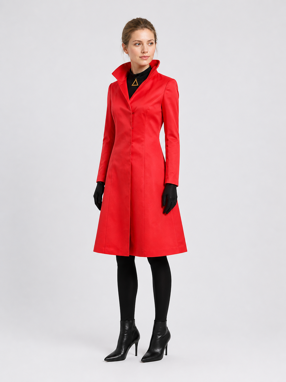 Red Long Cosplay Coat with a Stand Collar side view