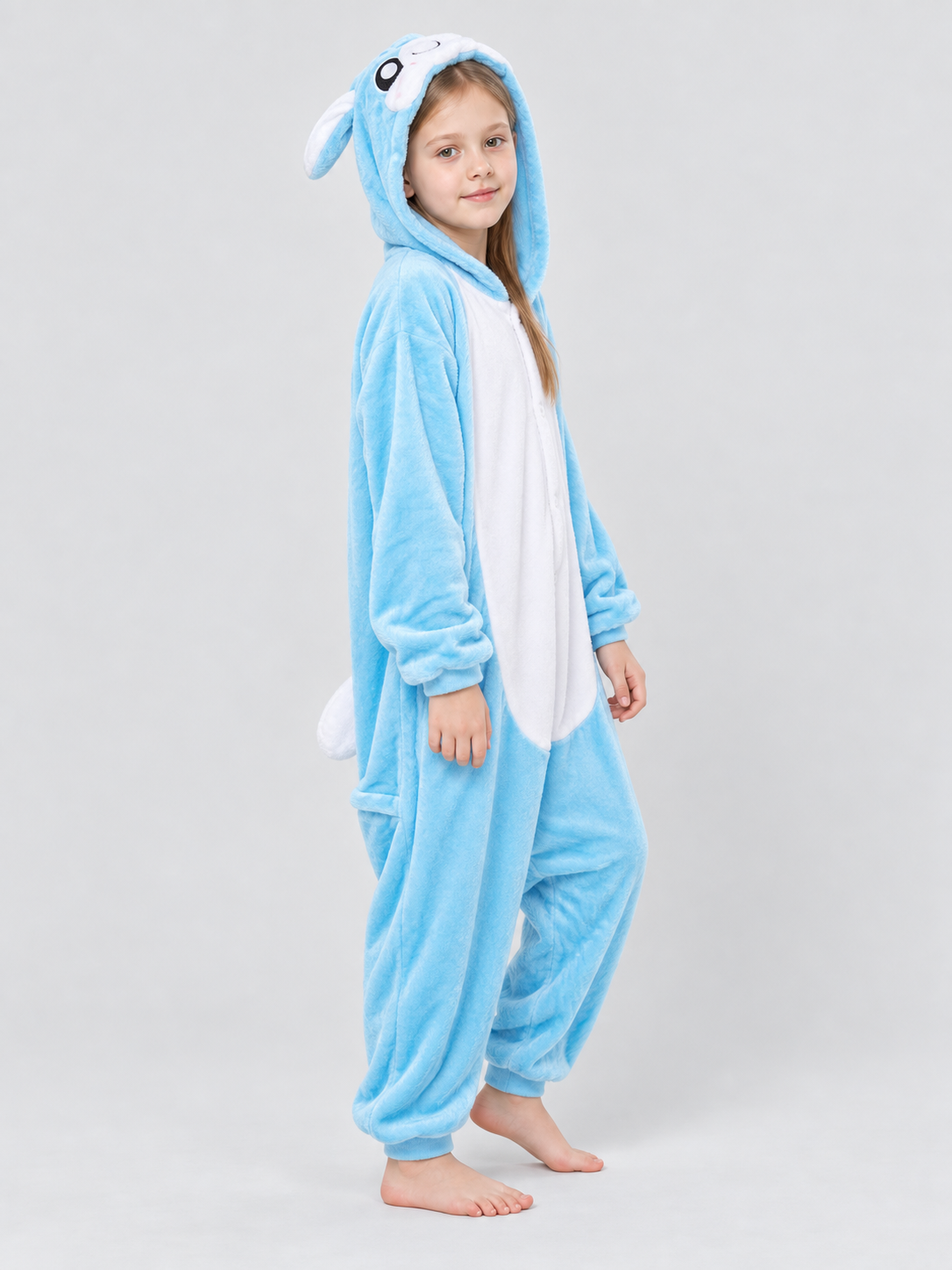 Flannel Hooded Pajama Jumpsuit with Ears